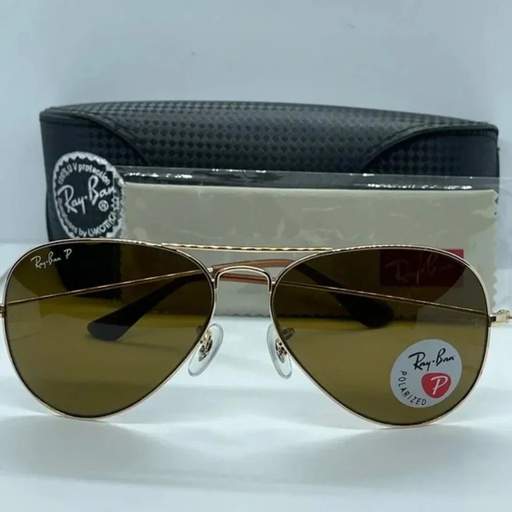 New Rayban Aviator Polarized 3025 Gold/Brown Polar asstd sizes - Picture 2 of 9